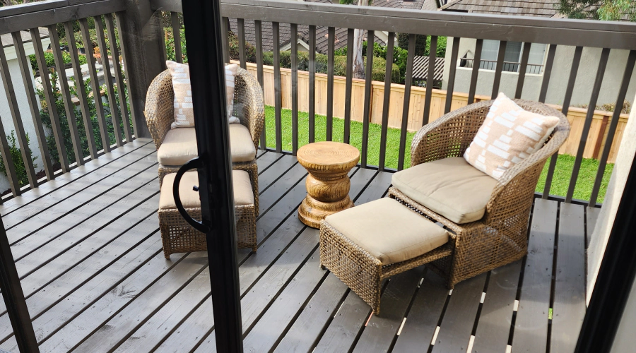 wooden furniture in deck area